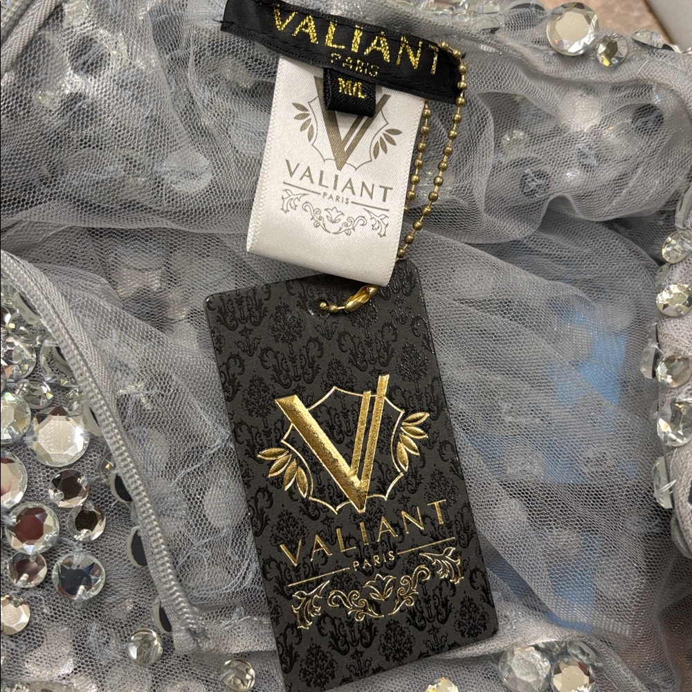 NWT Valiant Paris Elegant Silver Embellished Dress - Picture 6 of 9